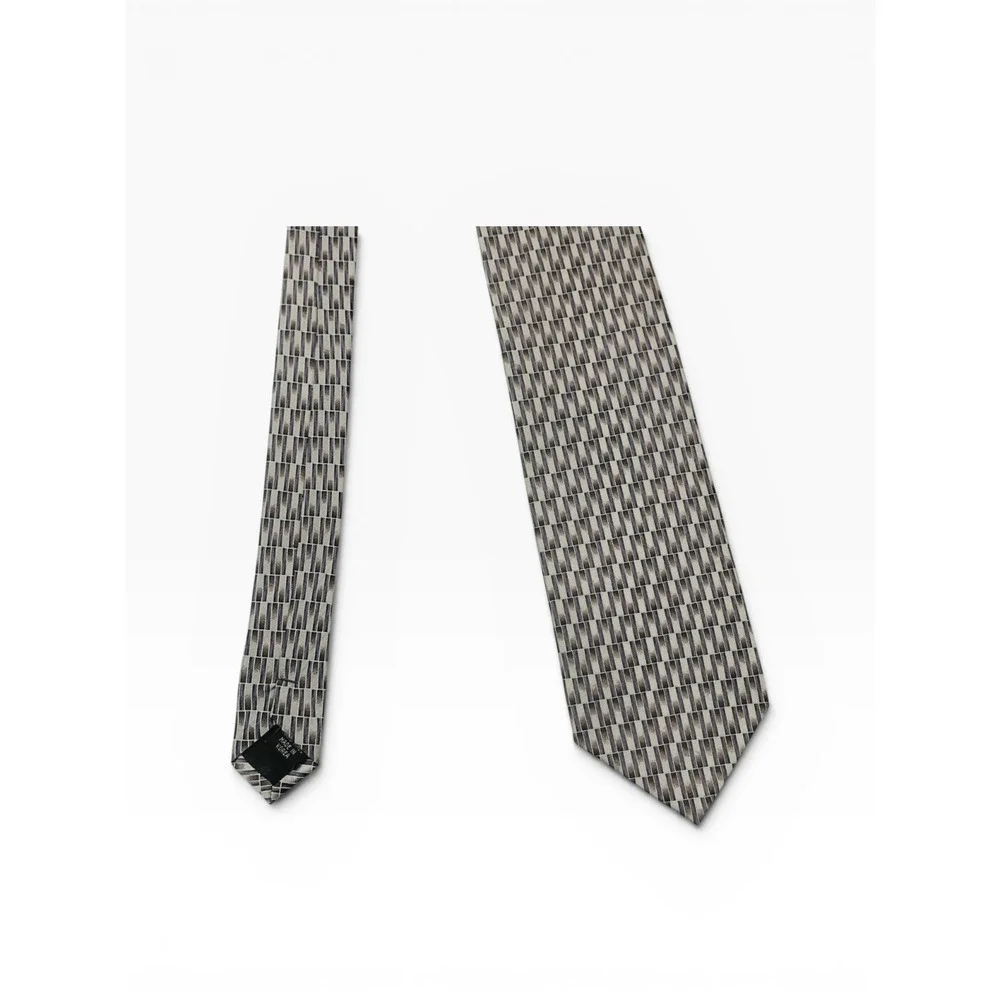 Bruno Rossi‎ Men's 100% Silk Necktie Geometric Pattern Gray Brown Classic Tie